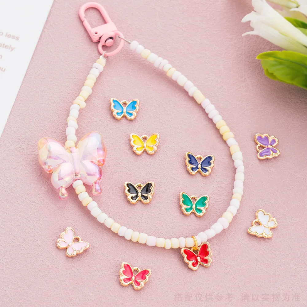 

diy handmade jewelry accessories, alloy pendant, oil-dripping single-sided butterfly necklace pendant, handmade jewelry