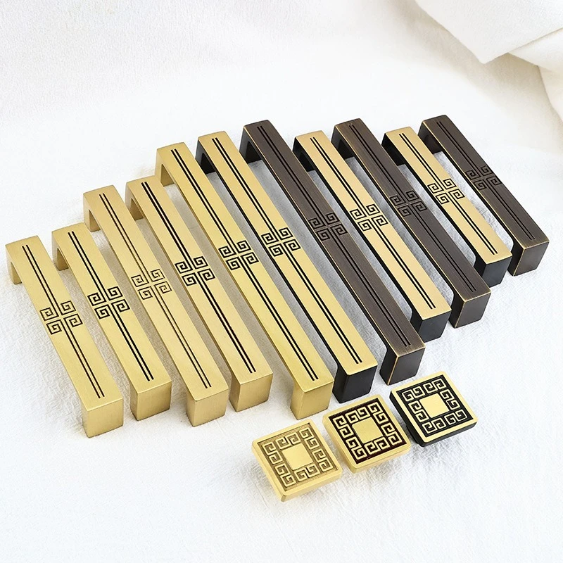 Nordic light luxury brass handle drawer cabinet handle full copper furniture gold brushed handles