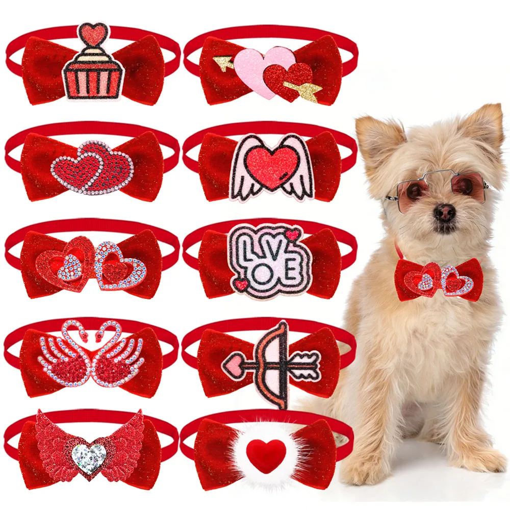 

20 шт. регулируемые галстуки-бабочки для собак на День святого Валентина, красный стиль для собак, галстуки-бабочки, ошейники, галстуки для щенков, аксессуары для ухода