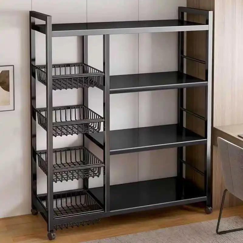 Metal Kitchen Organizer Rack for Home Storage Organization for Snacks Vegetable Baskets Seasoning Versatile Dinnerware Storage