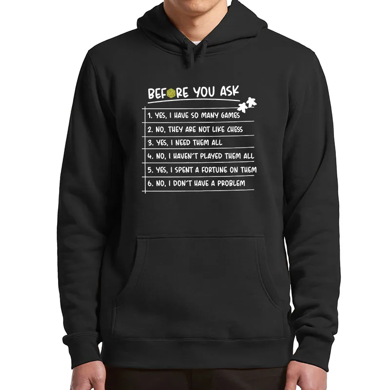 

Before You Ask Hoodies Fun Board Game Quotes Geek Hooded Sweatshirt Soft Y2k Casual Pullovers