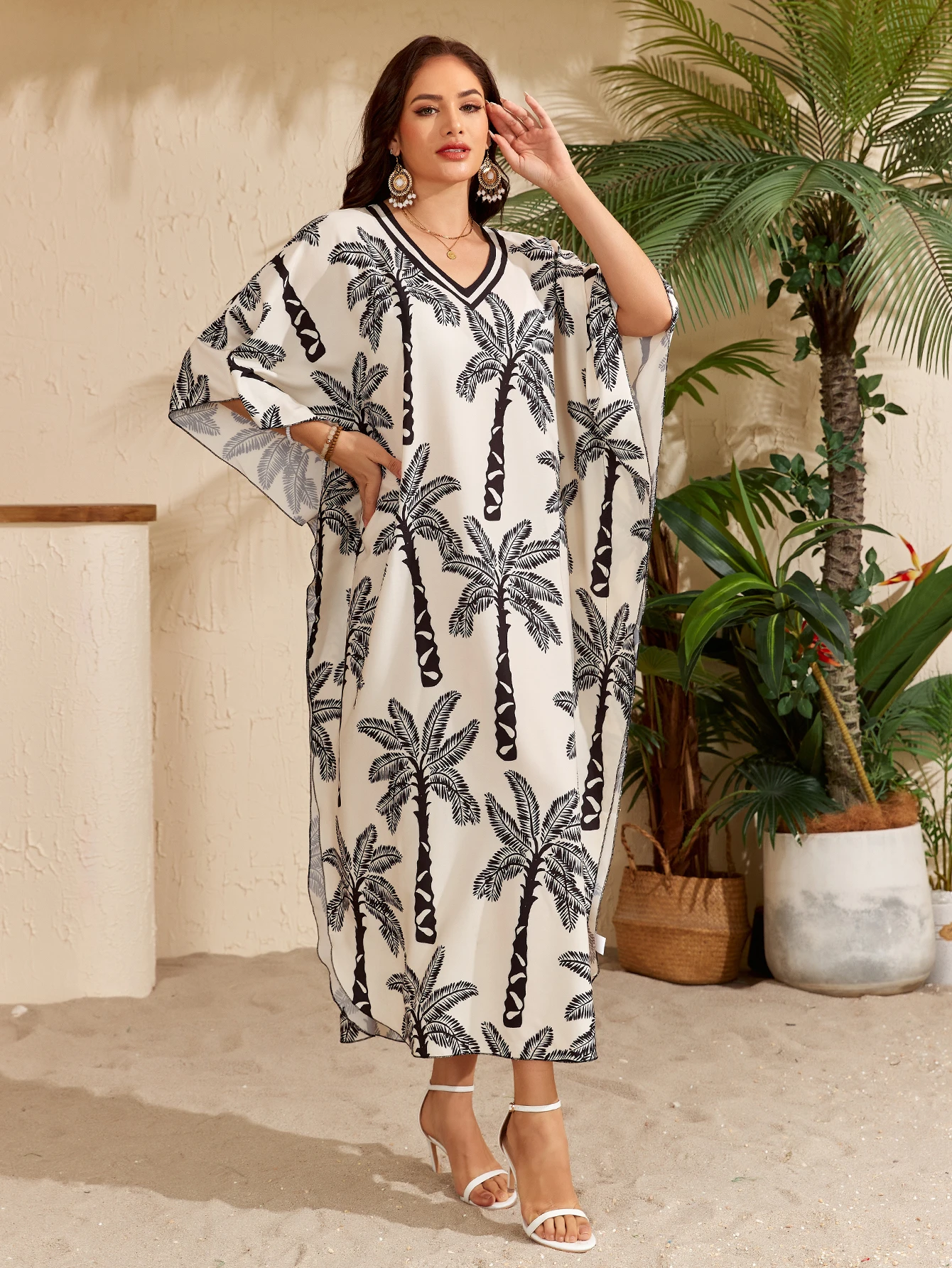 Kaftan Dress for Women,Plus Size Hawaiian Batwing Sleeve Beach Cover Up Summer Swimsuit Dresses