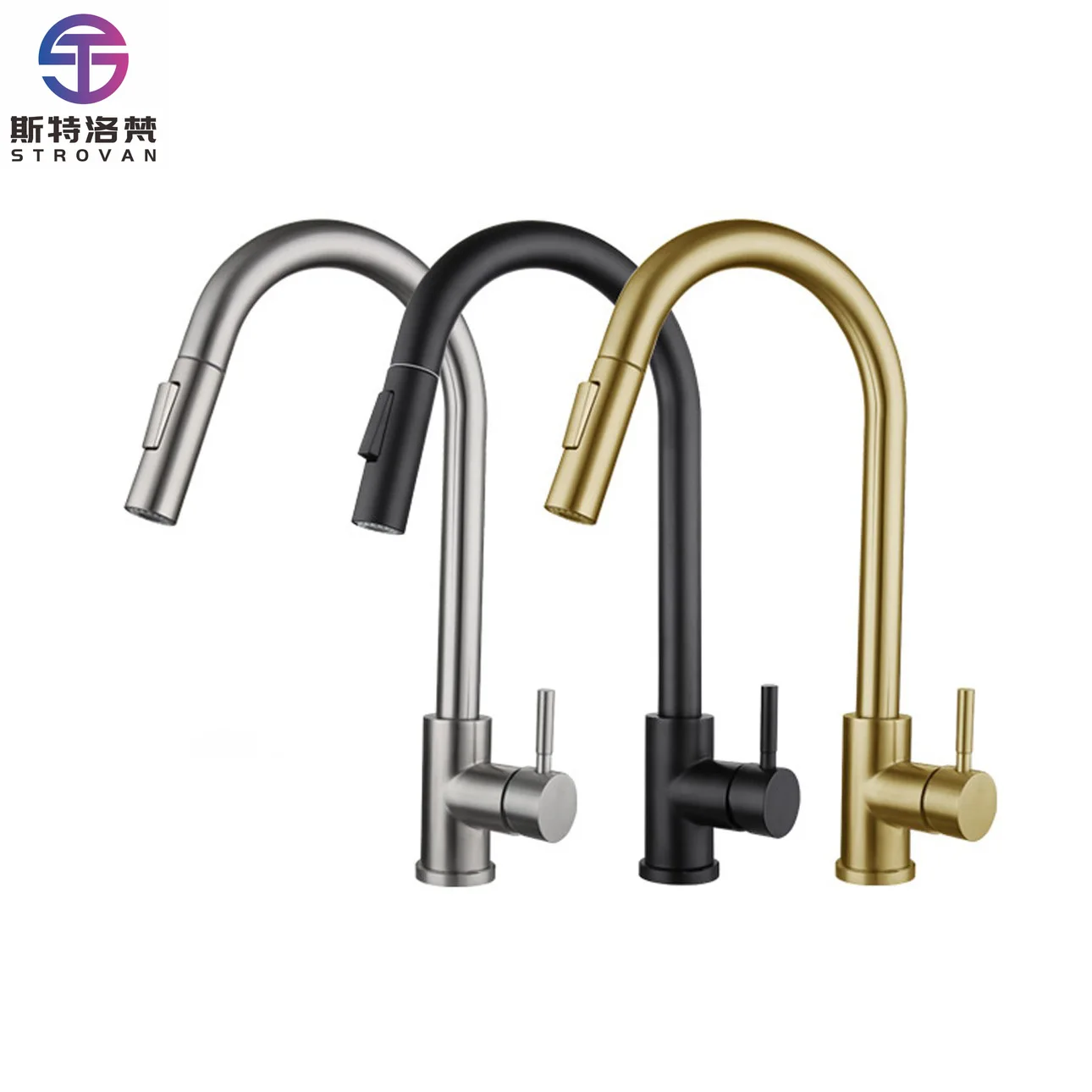 

Luxury Stainless Steel Single Hole Matte Black Automatic Smart Touch Sensor Kitchen Faucets with Pull Out Sprayer