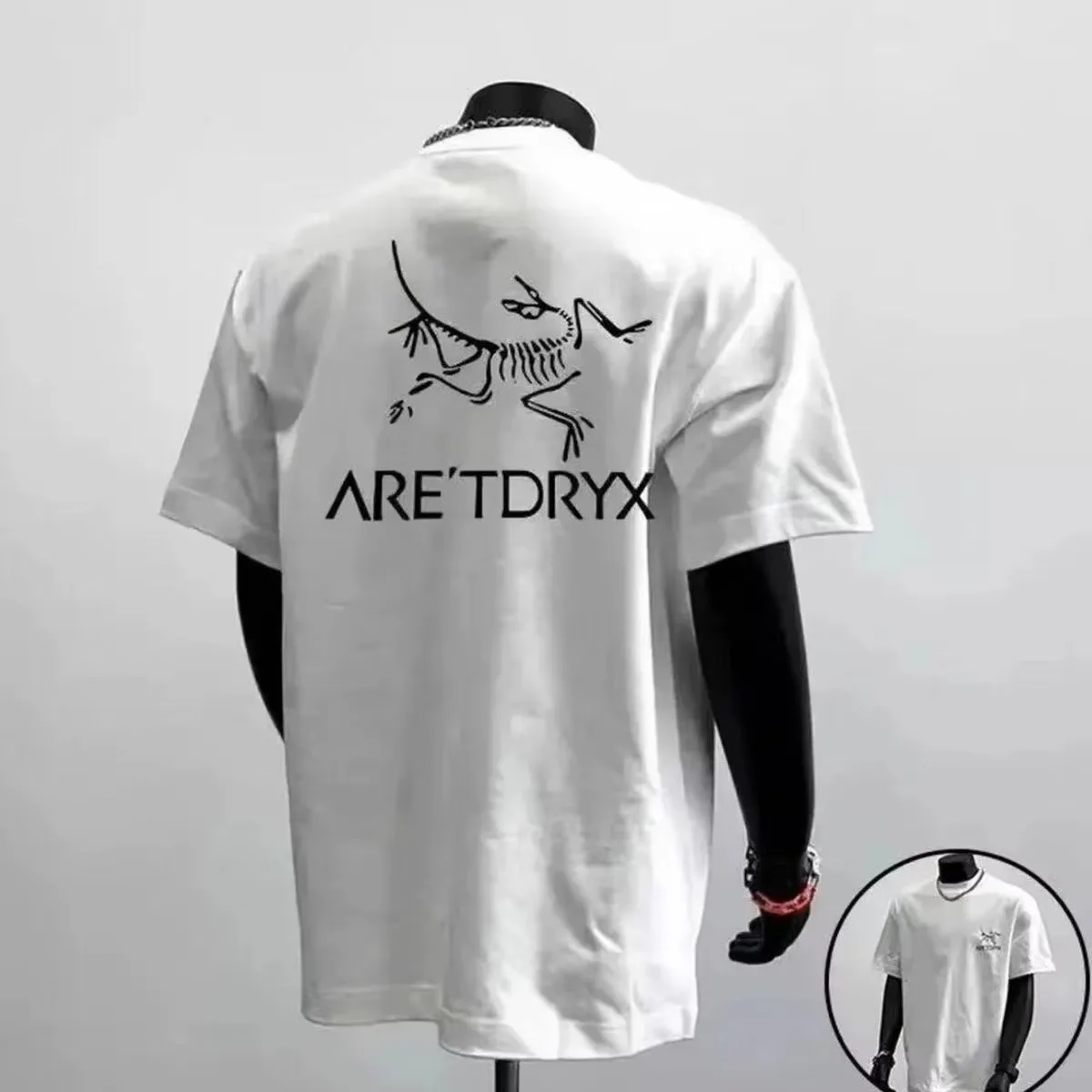 2026 Men Outdoor Skeleton Animal Graphic T Shirt Minimalist Back Print Short Sleeve Cotton Unisex Tops
