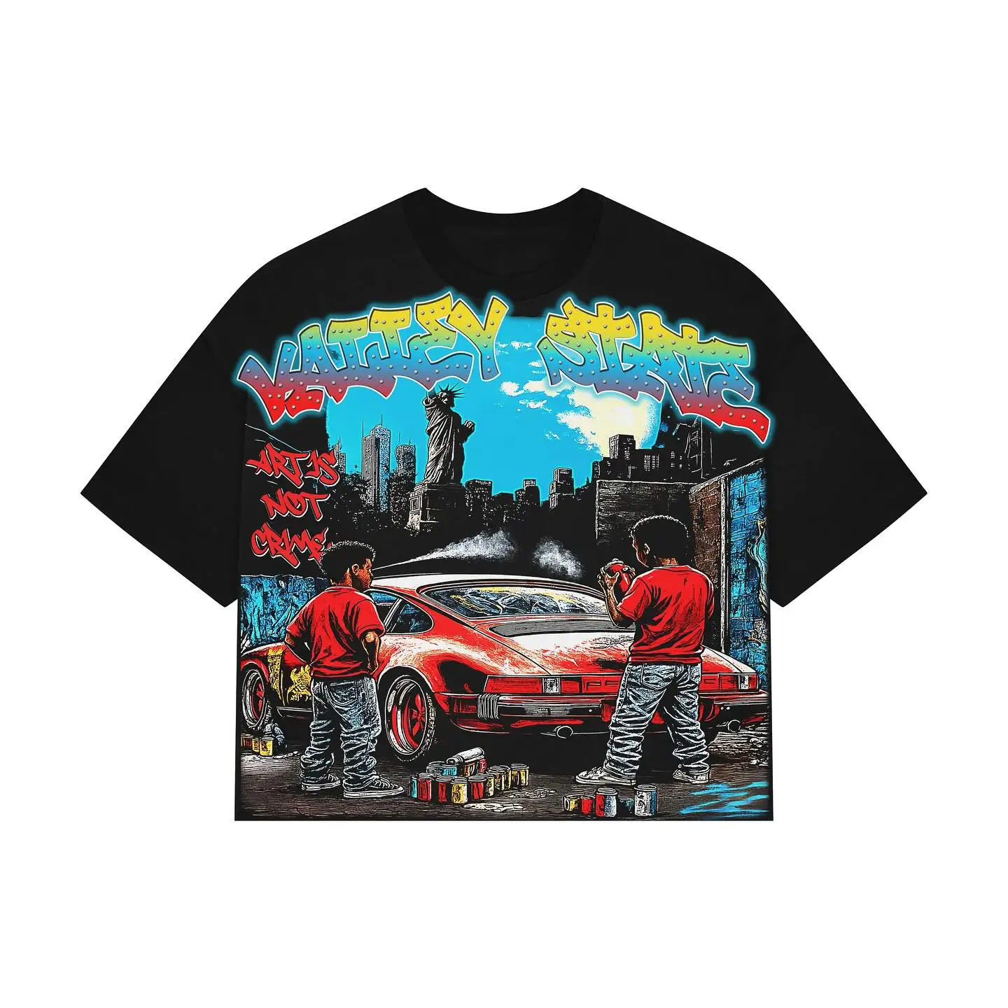 

American punk cartoon graphic t shirts oversized y2k tops harajuku streetwear black cotton short sleeve t shirt men clothing