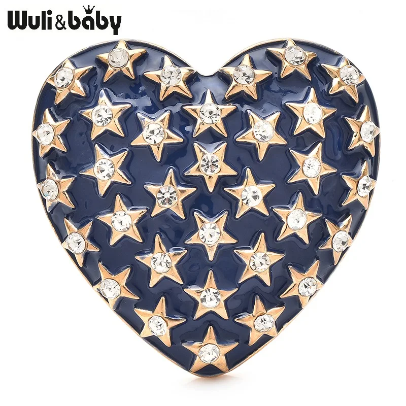 Wuli&baby Big Stars Heart Brooches Pins For Women Unisex 2-color Enamel Love Party Casual Brooch Pins Gifts