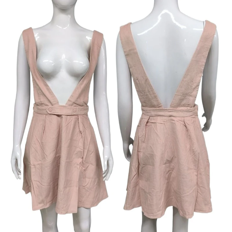 

Women Sexy Chest Expose Skirt Legnth Vintage A-Line Fashion Color Slip Dress with Straps Decor Couple Play Items Ladies Clothing