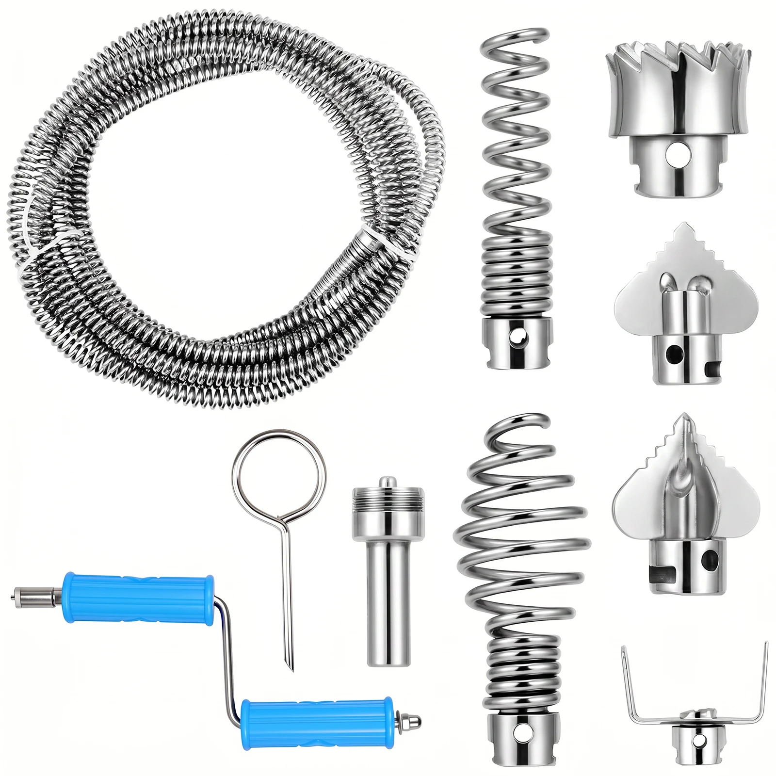 

9/10 Pcs Drainer Pipe Dredging Tools Drain Auger Pipe Cleaner Drain Snake Drill Attachment Sewer Pipe Cleaning Kits for Bathroom