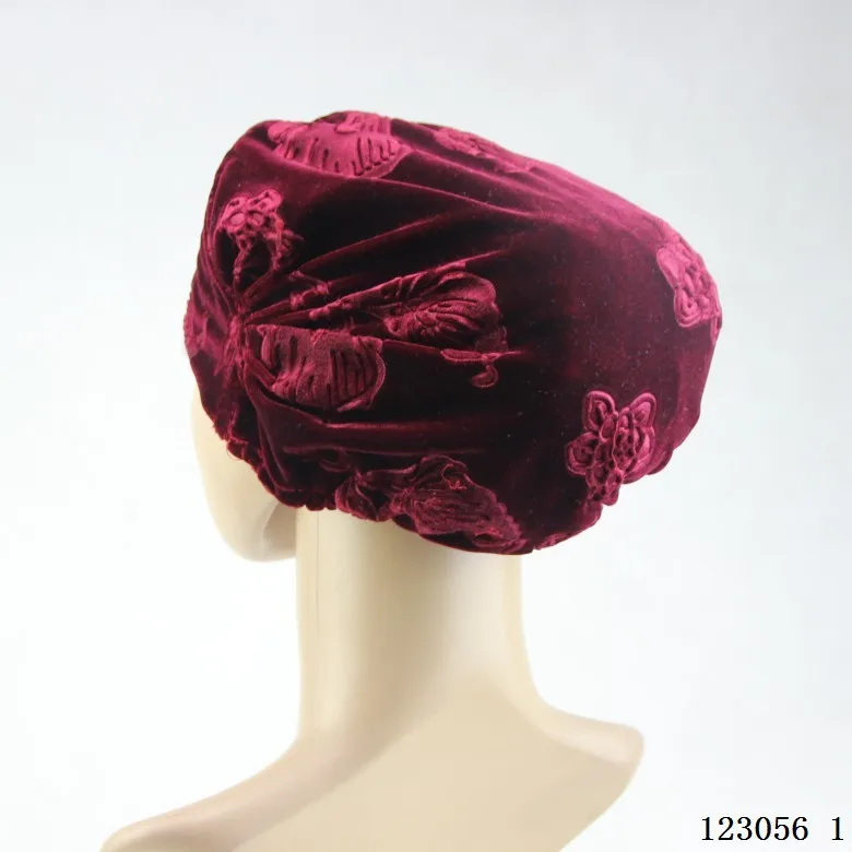 

Бархатный тюрбан с вышивкой, индийская шляпа, женская химиотерапия, мусульманский хиджаб, осенне-зимний платок, шапочки, капот, повязка на голову от выпадения волос, шапки