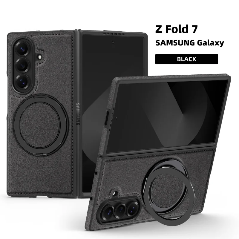 Etui Samsung Galaxy Z Fold7 Fold6 Fold5 Fold4 Magsafe Magnetic 360 °   Obrotowy inteligentny metalowy uchwyt Stojak Matowa skórzana osłona