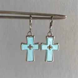 Korean Fashion Cross Drop Earrings For Women Party Aesthetic Goth Vintage Cute 2000s Y2K EMO Rave Jewelry Scene Accessories