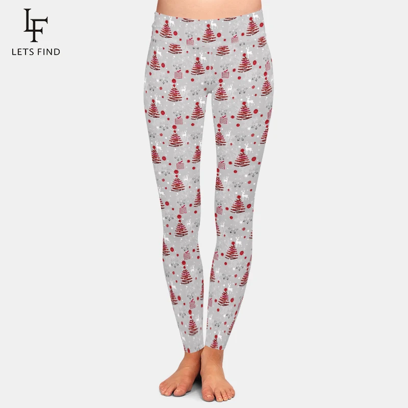 LETSFIND Winter New Christmas Women Fitness Leggings High Waist 3D Snowflakes Fir Deer Printing Sexy Girl Slim Trousers Pants