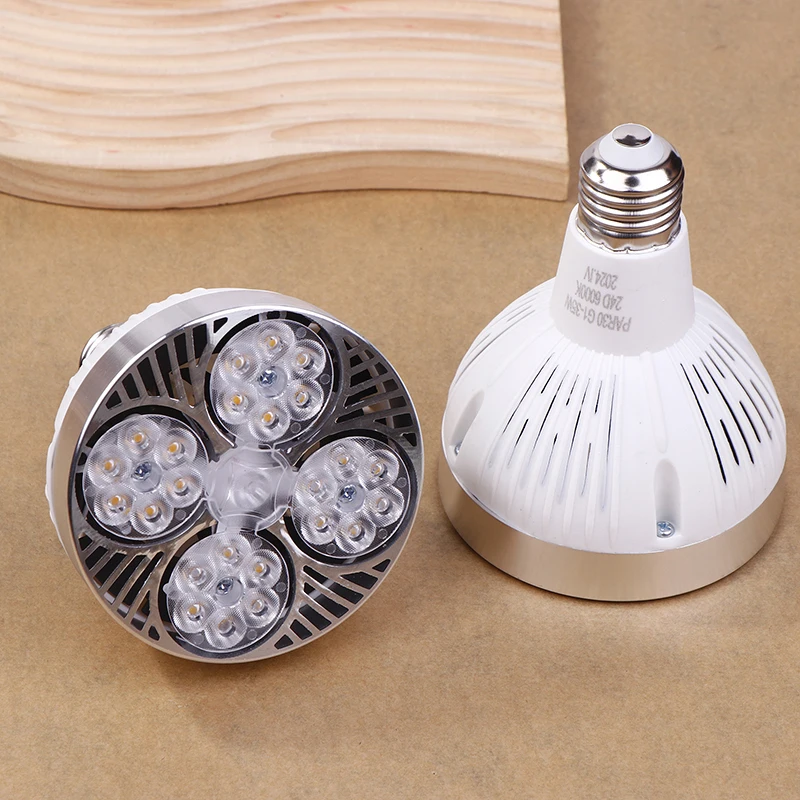 PAR30 LED E27 โคมไฟ 220v หลอดไฟ Led PAR Track Light 35W 3000K 6000K Show Room น้ําท่วมอุ่นสีเหลืองแสงสีขาวบริสุทธิ์