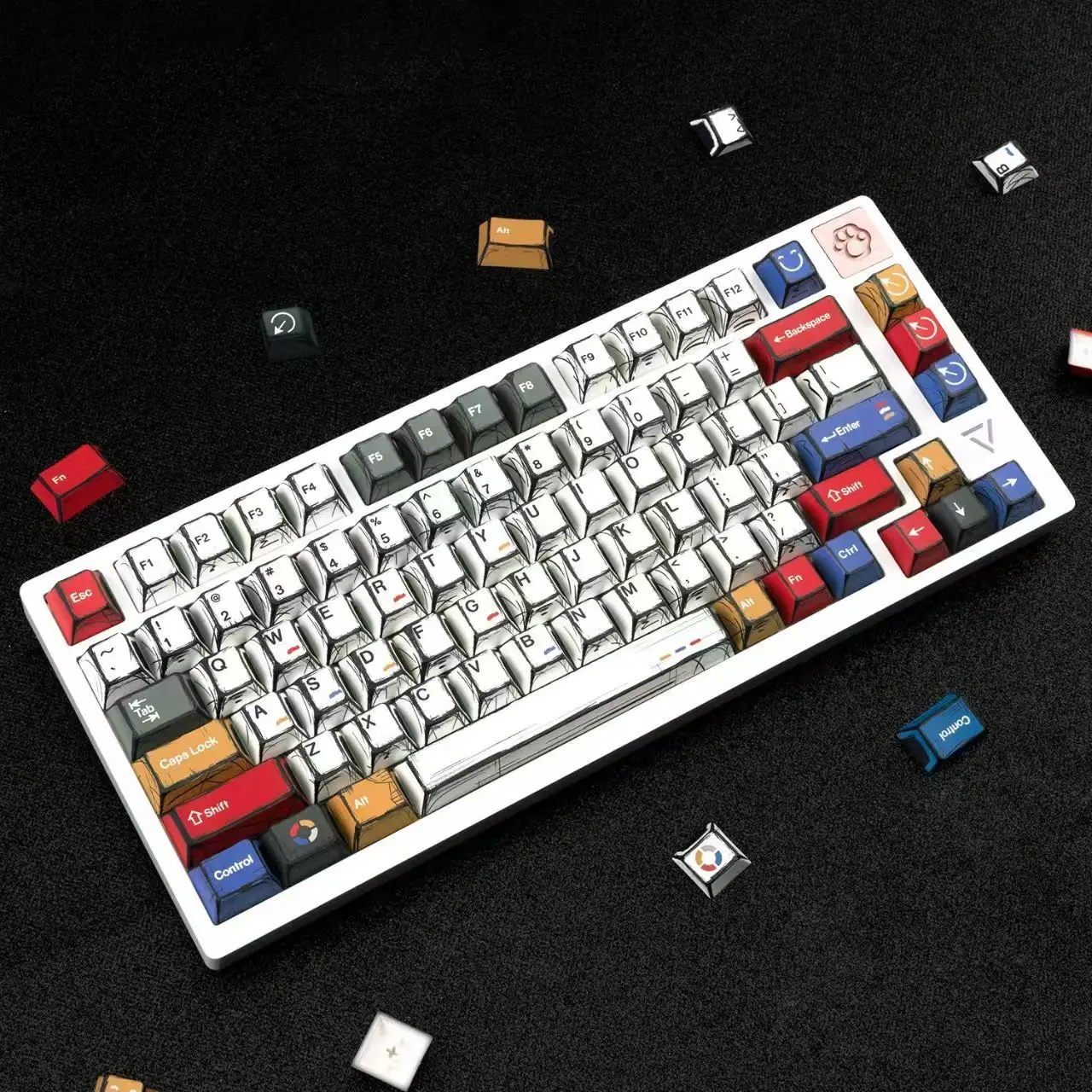 

141 Keys Comic Style Colorful Mixed Light Keycaps Original Factory Height Classic Minimalist Style Machine Keycap Decoration