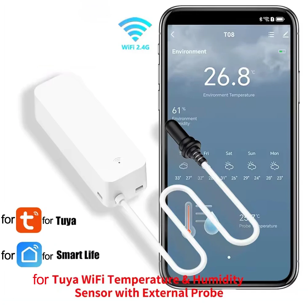 For Home Use Fish Tank Monitor WiFi Temperature Sensor Indoor Monitoring Historical Data Tracking Device Historical Tracking