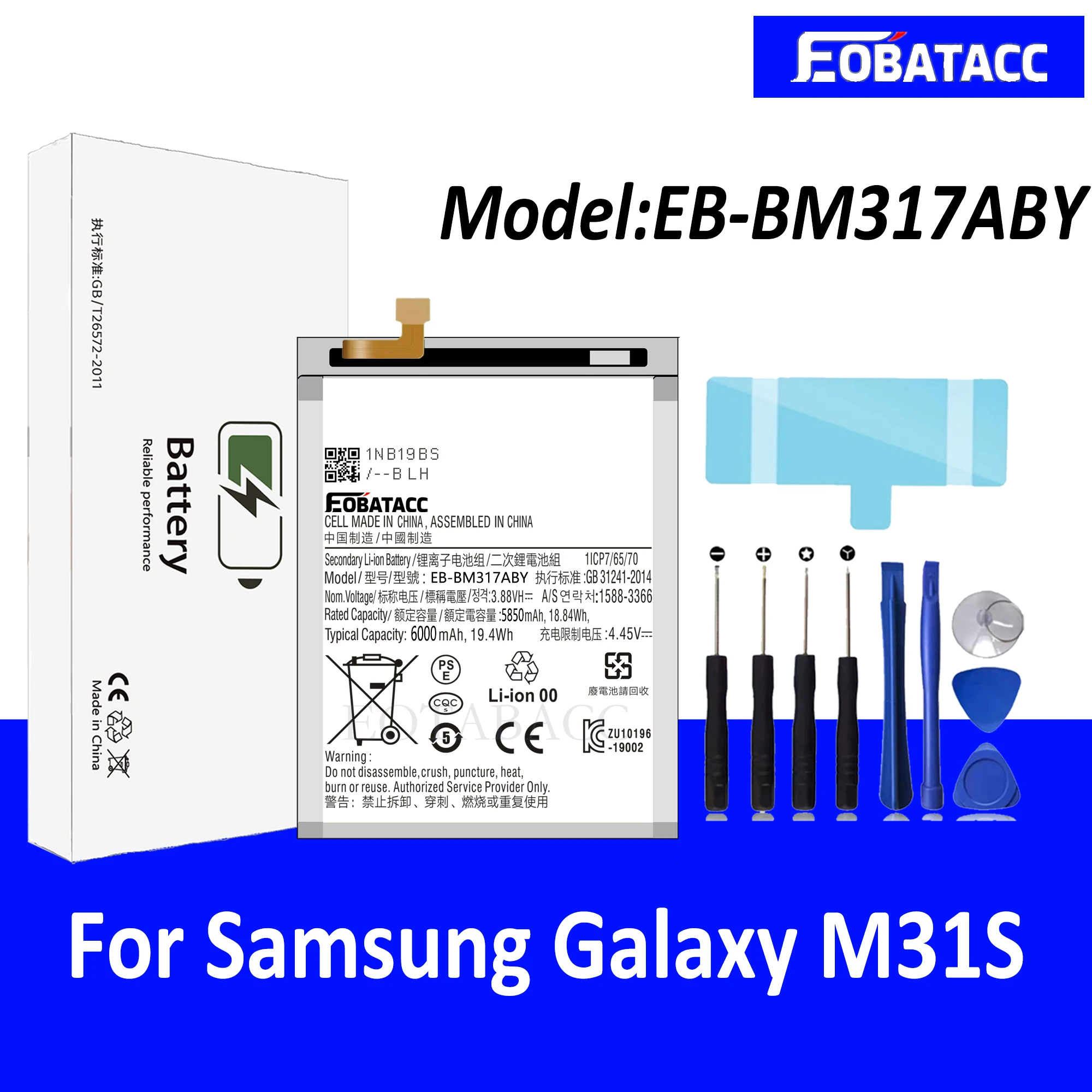 

EOTABACC 100% New High Quanlity Battery EB-BM317ABY For Samsung M31S Battery +Tools