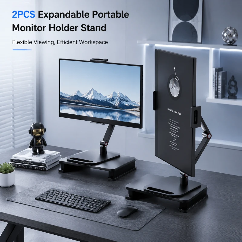 

2PCS Adjustable Expandable Monitor Holder Clamp Stand for Laptop Gaming Desktop Phone Vertical Screen Flexible Mount