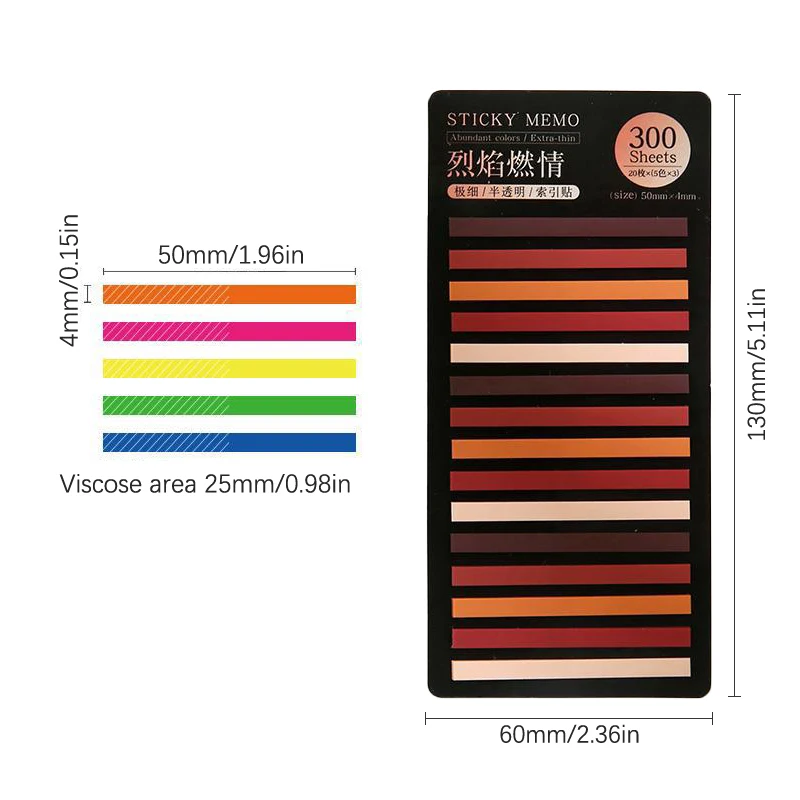 300pcs Rainbow Color Index Memo Pad Posted It Sticky Notes Paper Sticker Notepad Bookmark School Supplies Student Stationery