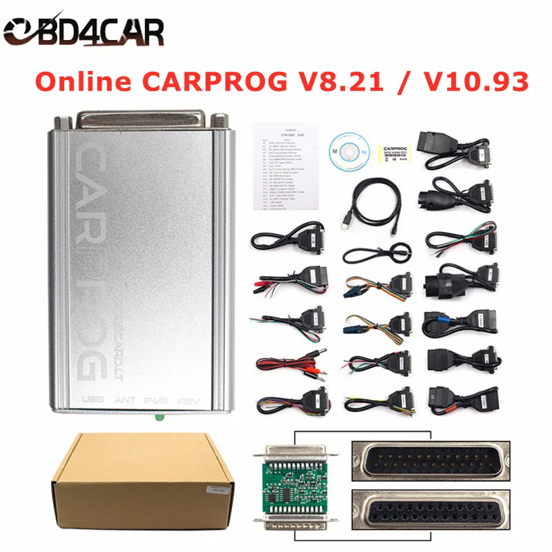 Newest Online Carprog 8.21 Full Adapters With keygen Car Prog V8.21/V13.77For Airbag/Radio/IMMO/ECU Repair Tool Fast Shipping