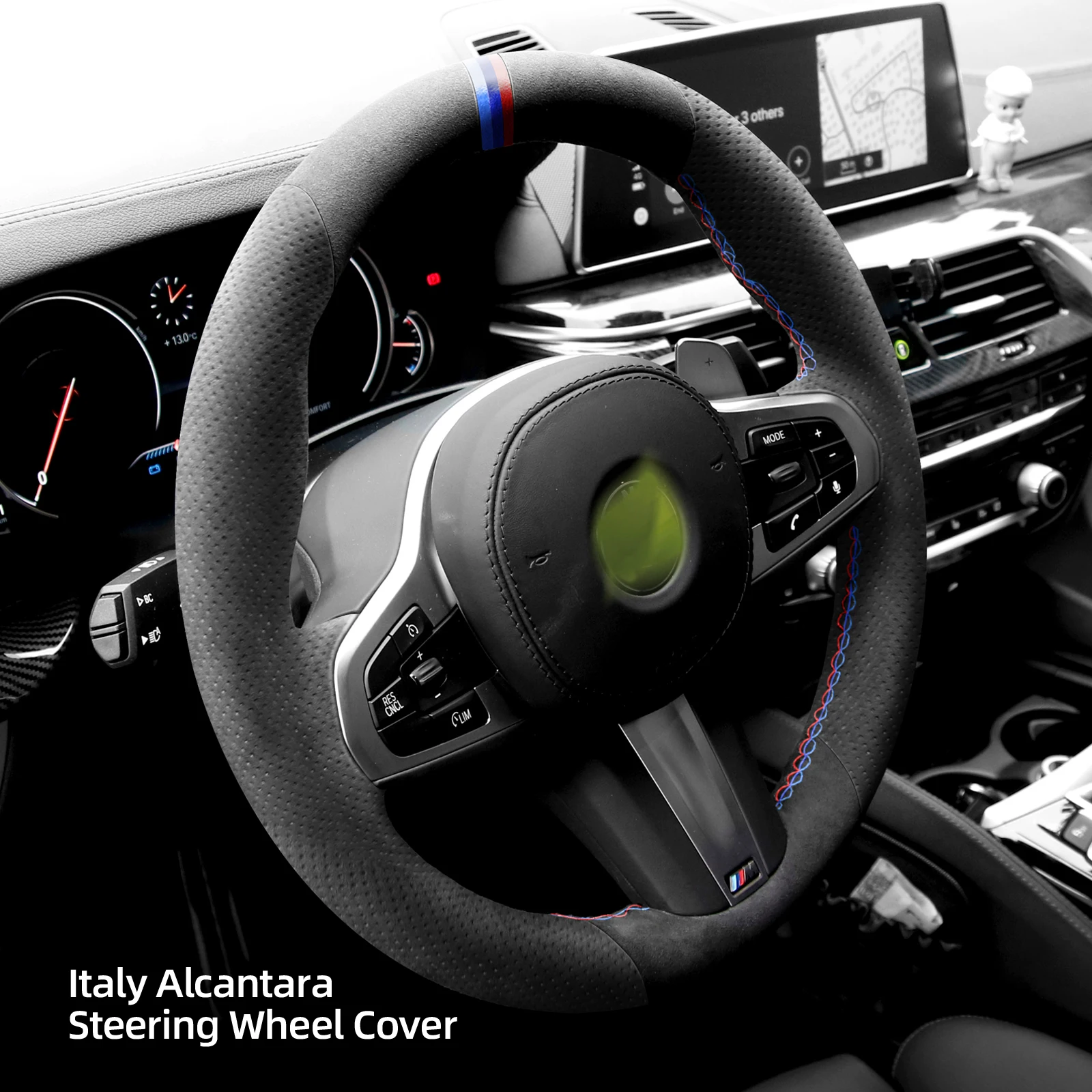 Alfanxi Hand Stitch Alcantara Steering Wheel Cover for BMW G20 G21 F40 F44 G22 G26 G30 G31 G32 G11-16 G01 G02 G05 G06 G07 G29