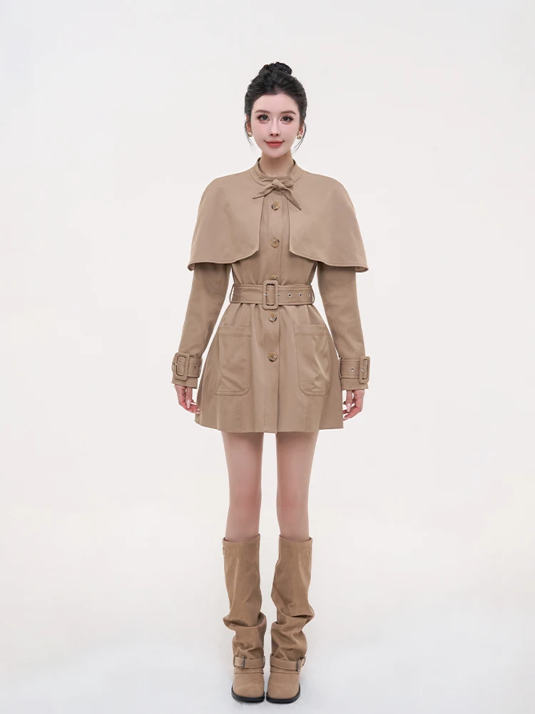 

Женское пальто-накидка Briti Sle с поясом, осенне-зимнее, новое, стройнящее, с эффектом утончения, верхняя одежда с поясом