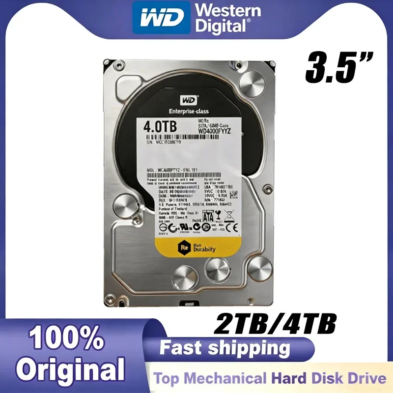 2026 WD Black Gold 4TB 2TB Red NAS Hard Disk Drive 3.5" Internal Hard Drive 5400RPM SATA 6Gb/s 64MB Cache For Desktop