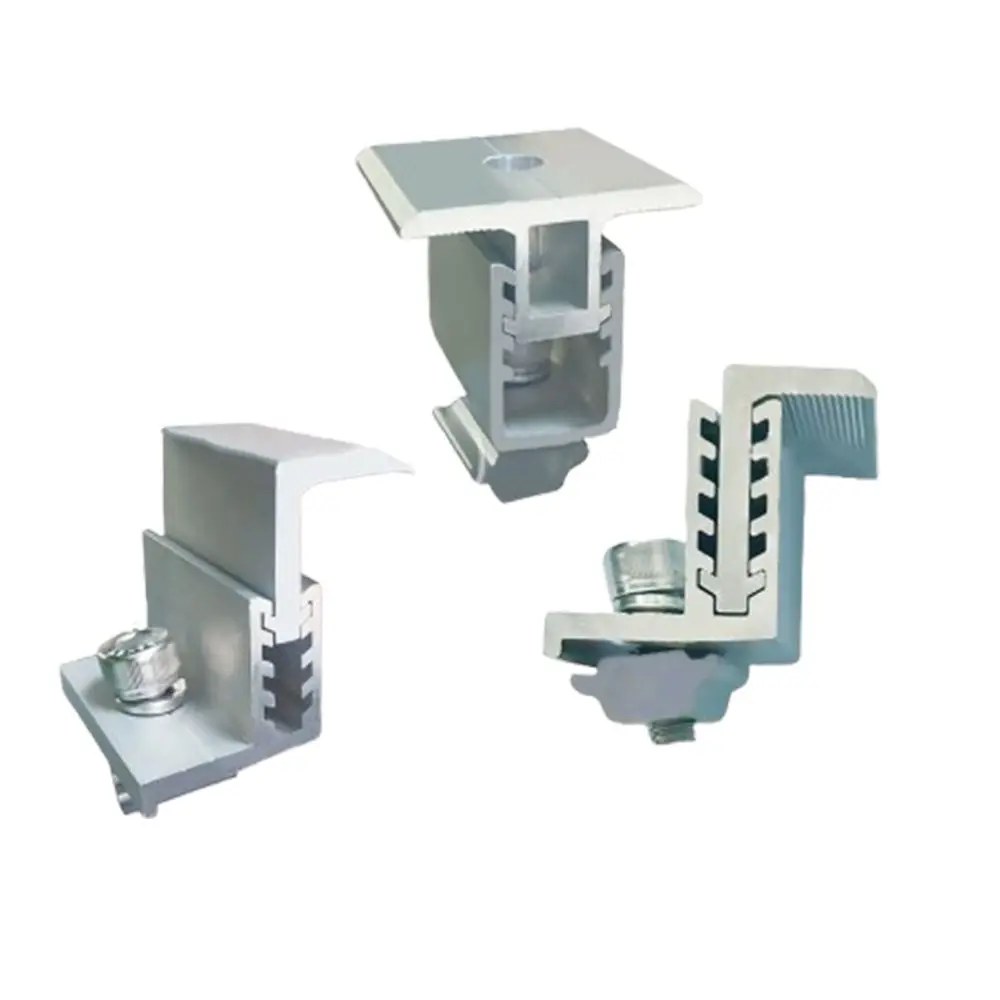 4Pcs Adjustable Solar Panel Clamps Aluminum Side Pressure Solar End Mid Clamp Kit Medium Pressure Durable