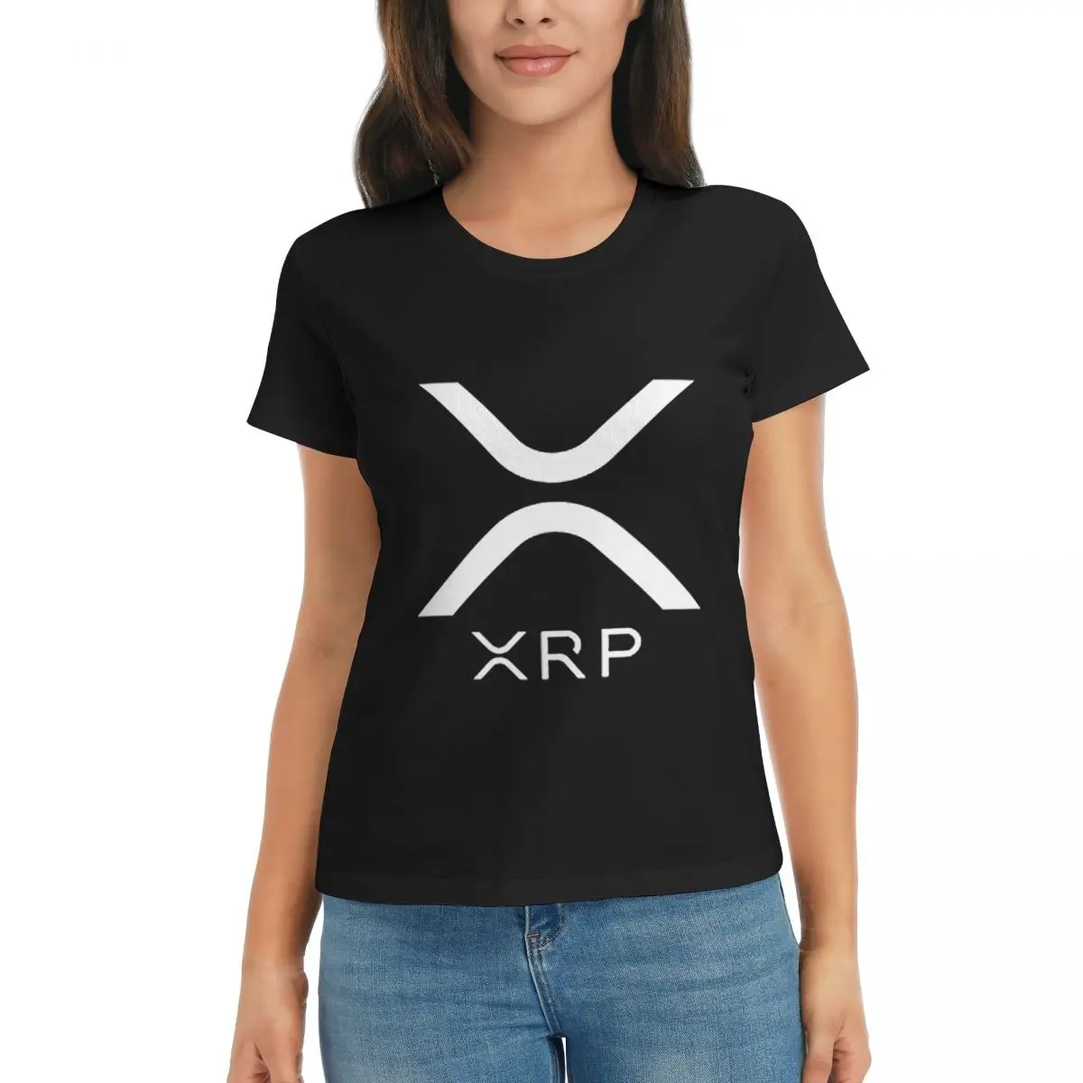 Camiseta feminina xrp-ondulação premium verão manga curta camisetas o-pescoço algodão camisetas roupas topos streetwear
