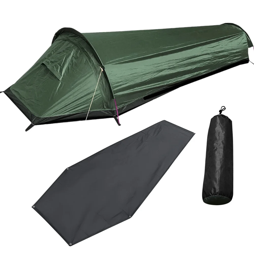 Single Person Backpacking Tent Hiking Bivy Tent Lightweight Sleeping Bag Tent with Ground Cloth