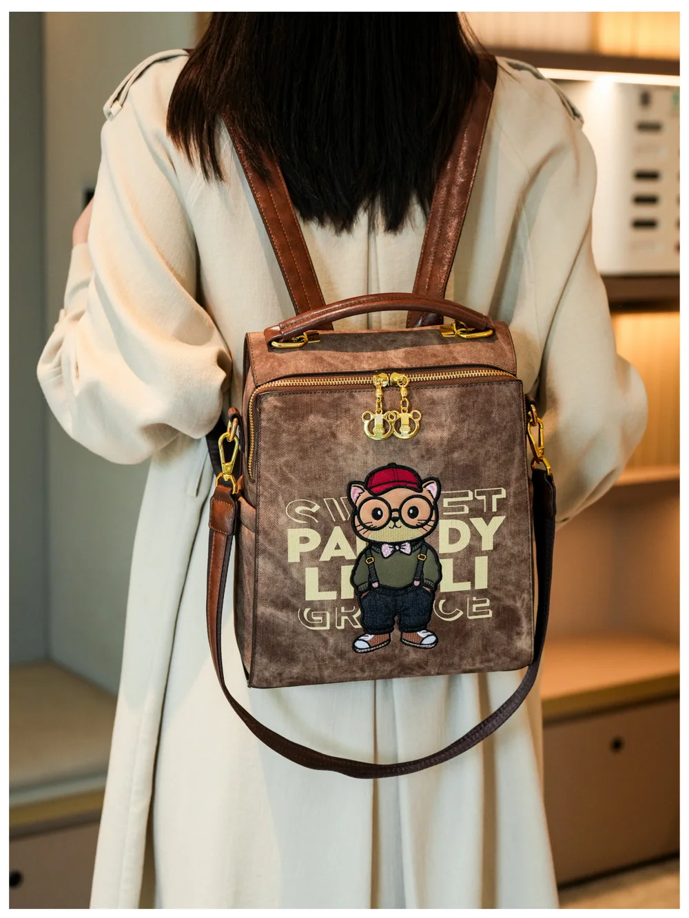 【Gran oferta】Mochila moderna, bolso de hombro para mujer, mochila de gran capacidad con cierre y bolso de mano informal con doble correa para los hombros.