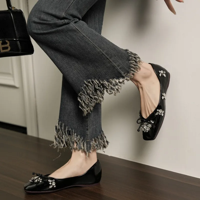 2026 New Women's Shoes Luxury Rhinestone Casual Shoes for Woman Exquisite Square Head Flat Shoe Designer Shoes Zapatos De Mujer view 4
