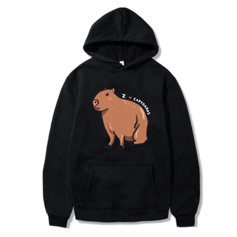 I Love Capybaras Hoodies Vintage Streetwear Capybara Graphic Print Unisex Sweatshirt Autumn Fashion Casual Women Men Hoody