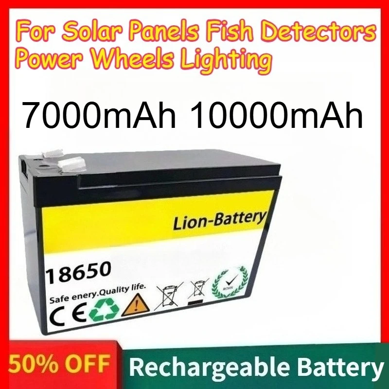 

18650 Lithium Battery for Solar Panels Fish Detectors Power Wheels Lighting Rechargeable Batteries 7000mAh 10000mAh +Charger