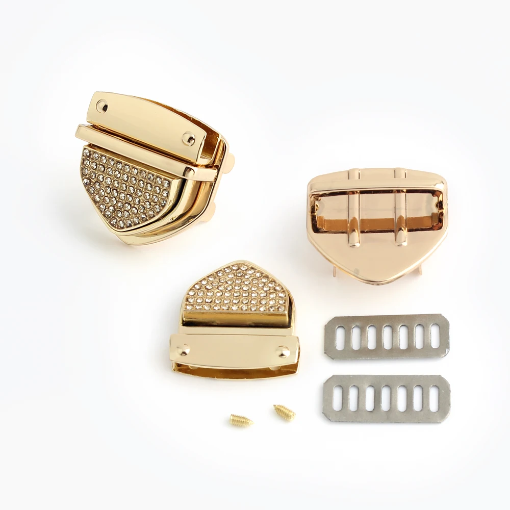 1/5/10PCS Metal Crystal Handbag Pad Lock Buckle with Key Wallet Closure Clasps Clutch Bags Twist Turn Lock Hardware Accessories