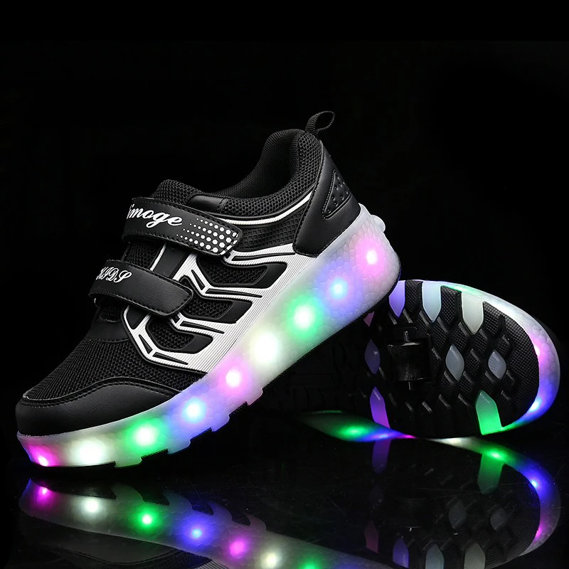 Fashion Outdoor Sports Roller Shoes  Led Light Deformation Parkour  Skates Children’S Luminous Glowing Youth Men Women Sneakers