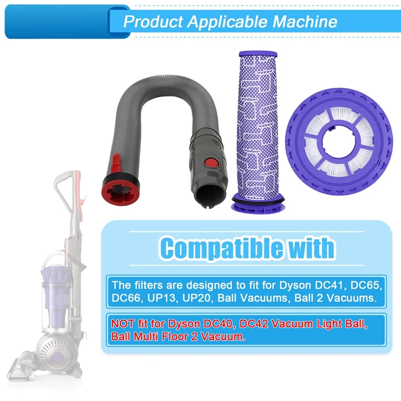 Para dyson dc41, dc65 & up13 up20 série animal aspirador de pó filtros + mangueira peças de reposição acessórios 920769-01 & 920640-01-a