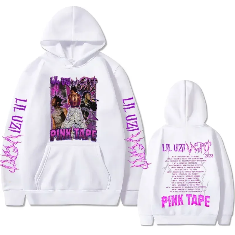 Sweats à capuche graphiques Rared Lil Uzi Vert pour hommes et femmes, bande rose, sweat-shirt hip hop rock, sweats à capuche en coton Smile