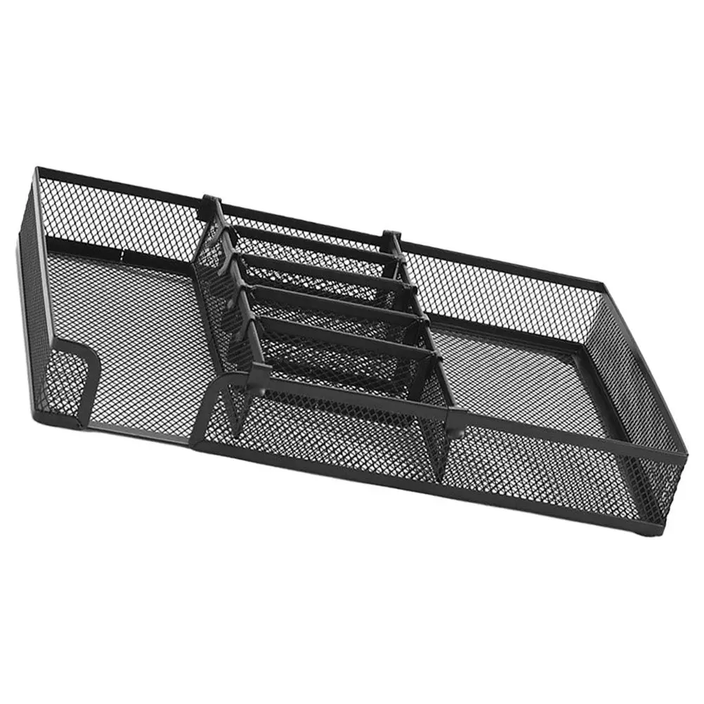 

DIY Metal Desk Organizer Office Storage Tray Multi-Compartment Desktop Organizer Pen Holder Scissors Clip Tray