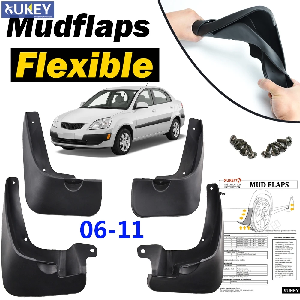 Car Mud Flaps For Kia Rio 2006 - 2011 New Pride 4-Door Sedan Mudflaps Splash Guards Mud Flap Mudguards Fender 2007 2008 2009