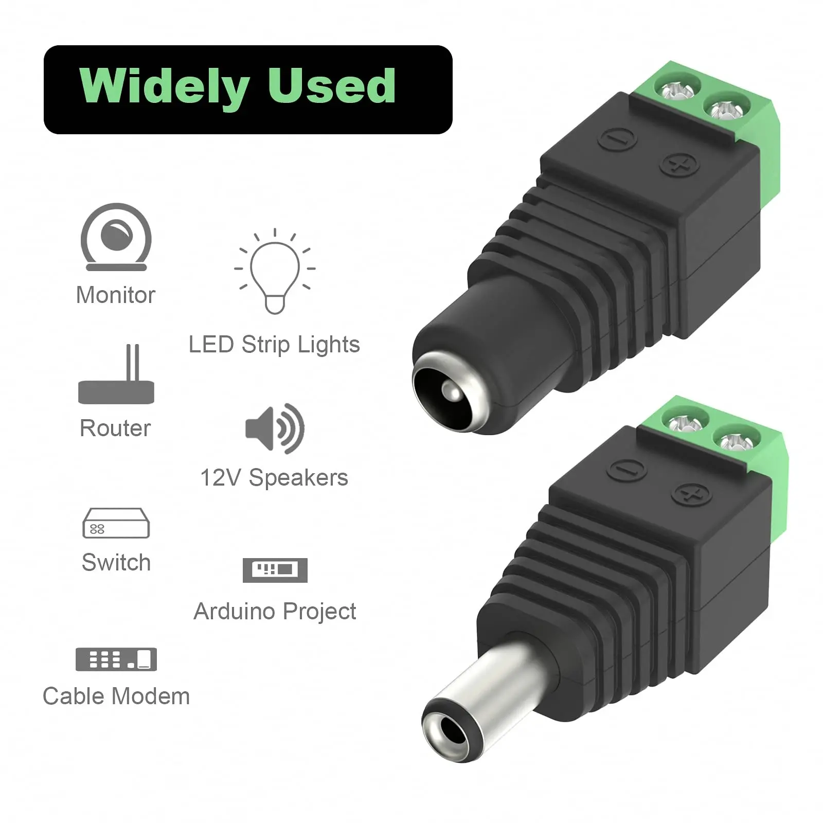 5 pairs 12V DC Power Connector 5.5mm x 2.1mm DC Power Plug Male and Female DC Connectors for LED Strip CCTV Security Camera
