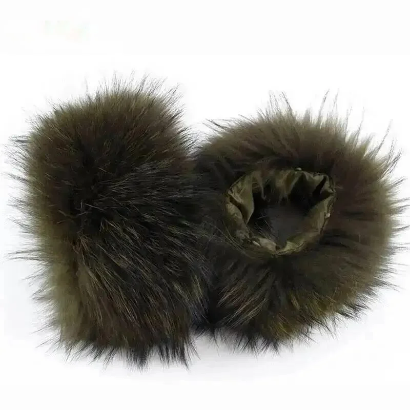 

New Ladies Raccoon Arm Warmers Sets Natural Color Real Raccoon Fur Cuffs Ladies Coat Arm Sets Winter Sleeves Sleeve Wrist Warmer