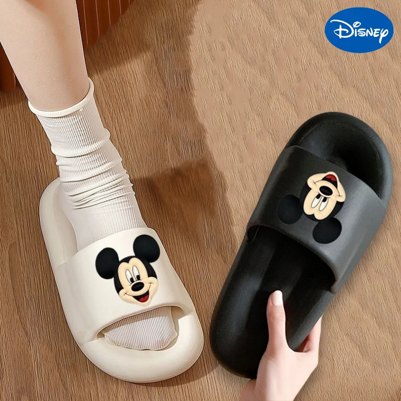 Disney Mickey pantofole da donna Anime pantofole piatte estive leggere coppie di cartoni animati morbide scarpe da doccia antiscivolo per interni