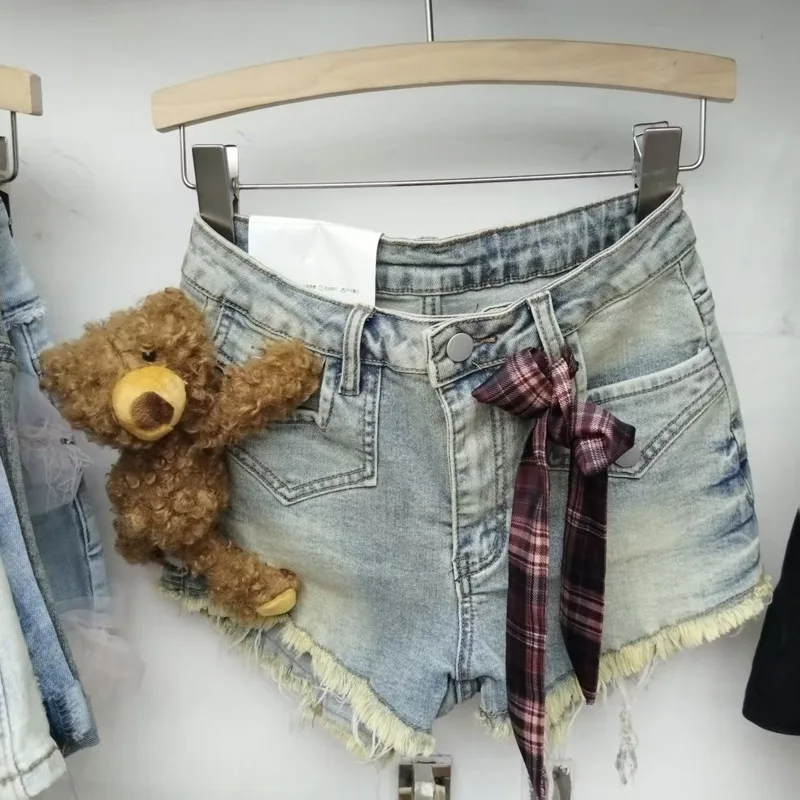 الصناعة الثقيلة 2025 الخريف نمط جديد شخصية لطيف الدب الدنيم السراويل للنساء تنوعا