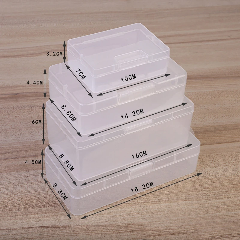 Rectangular Plastic Transparent Storage Box Small Items Sundries Stationery Organizer Case Jewelry Beads Container Box Tools