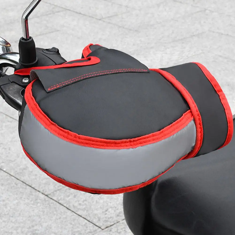 Winter-Motorrad-Lenkerhandschuhe, wasserdicht, mit dicker Fleece-Fütterung, reflektierende, warme Handschuhe für E-Bike-Fahrten. – Detail 3