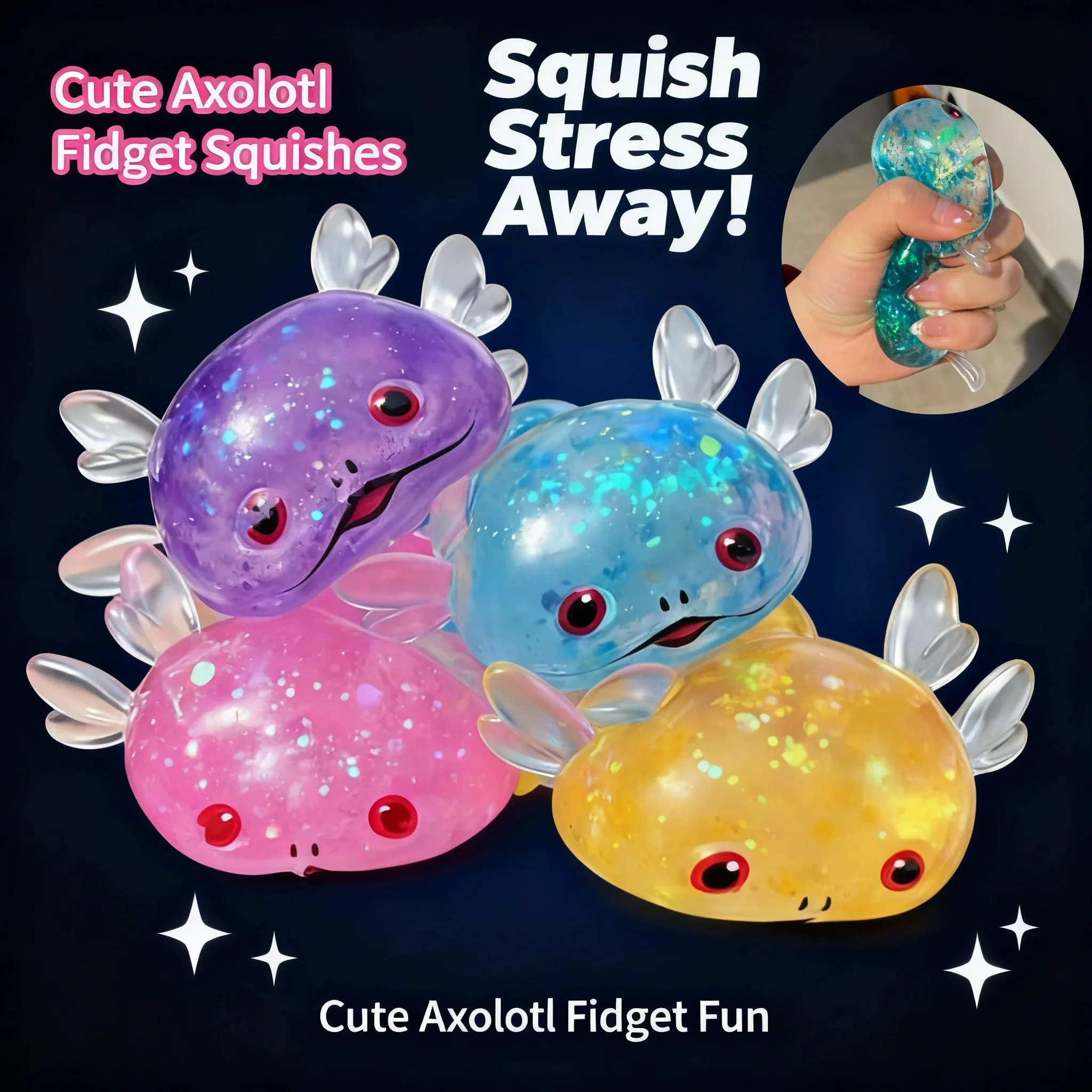 152 Character Cute Axolotl Squishes Slow Rising Fidget Toy Stress Ball for Anxiety Focus Adult Sensory Squeeze Maltose