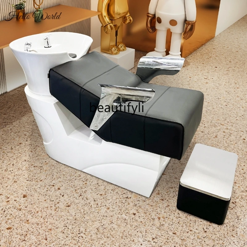 Ceramic Basin Barber Shop Shampoo Chair for Hair Salon Thai Bed Hair Salon Flushing Bed