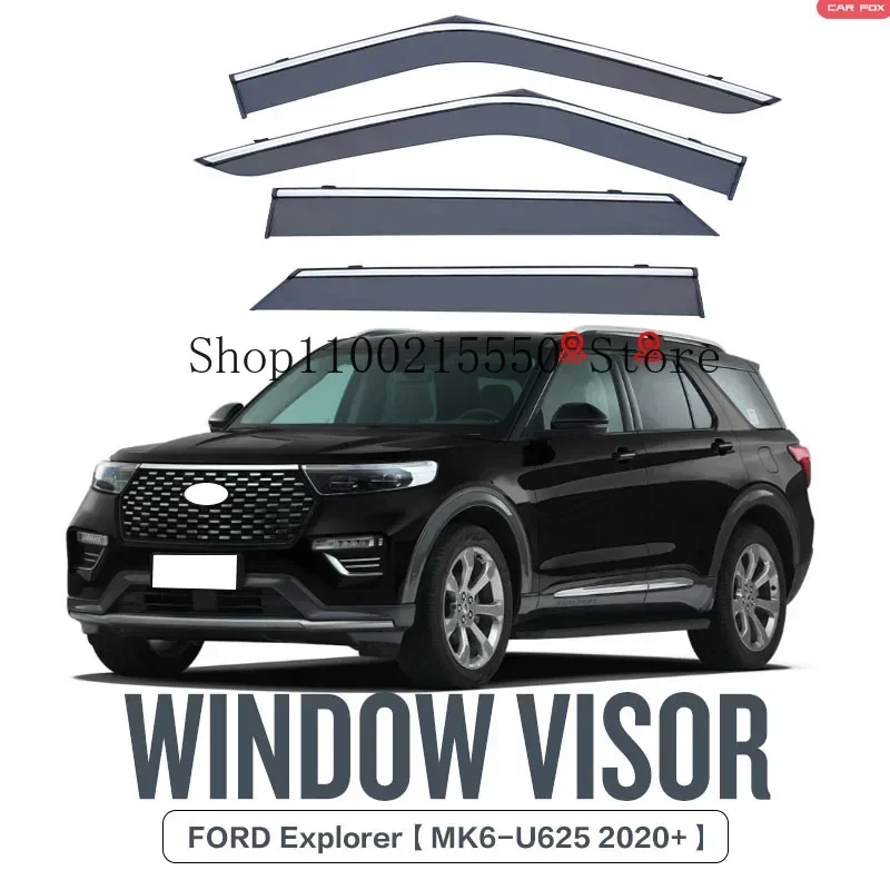 Porta do carro Visor Janela Sun Chuva Escudo, Prata Viagens Beirais Set, Acessórios para Ford Explorer 2011-2023, 4pcs