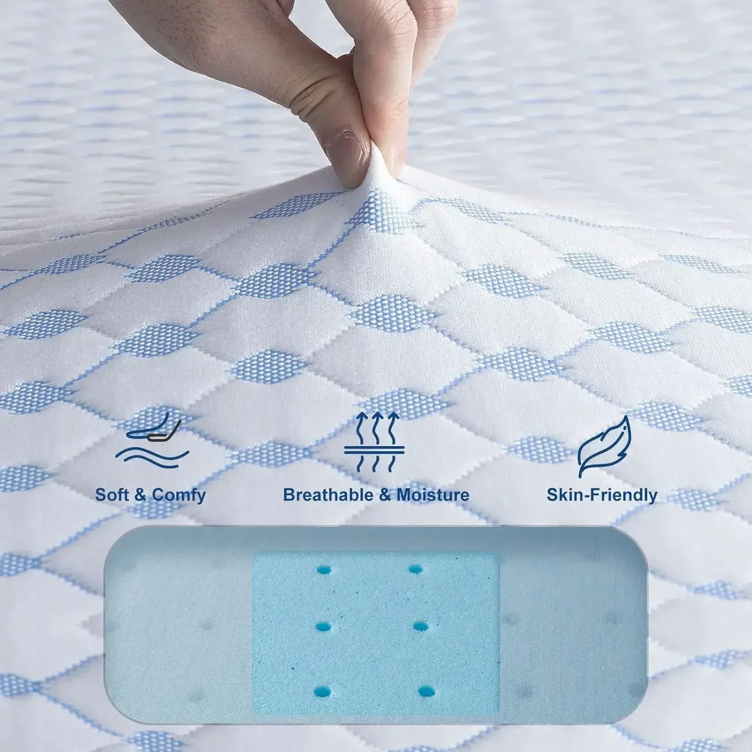 Maxzzz-Surmatelas en mousse à mémoire de forme, 4 pouces, queen size, surmatelas de lit en gel infusé avec mousse haute densité extra optimiste