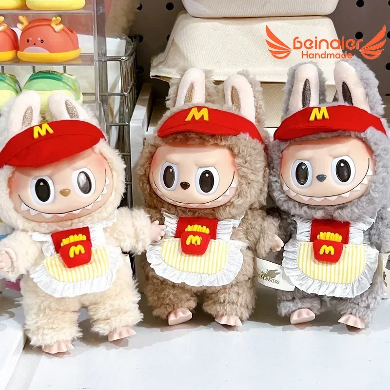 

Beinaier Handmade Labubu 17cm Clothes Outfit Accessories For Labubu Dolls Clothing Kid Gift French Fries Apron And M Hat